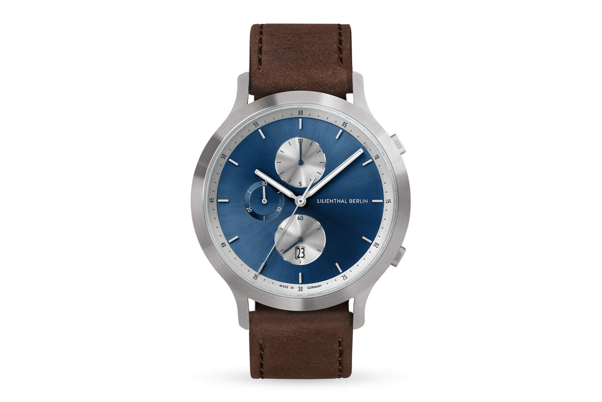 Lilienthal Berlin Duality Silver Blue - Leder Dunkelbraun