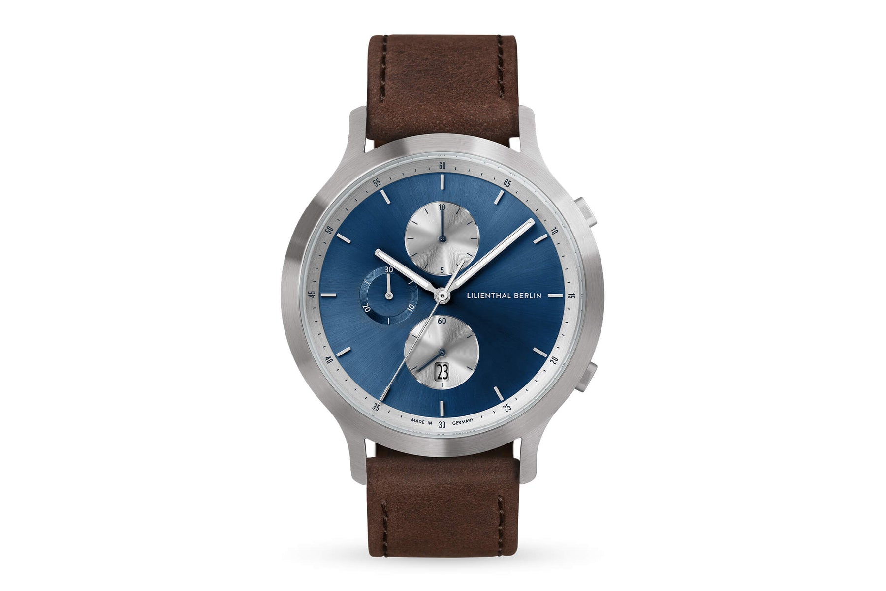 Lilienthal Berlin Duality Silver Blue - Leder Dunkelbraun