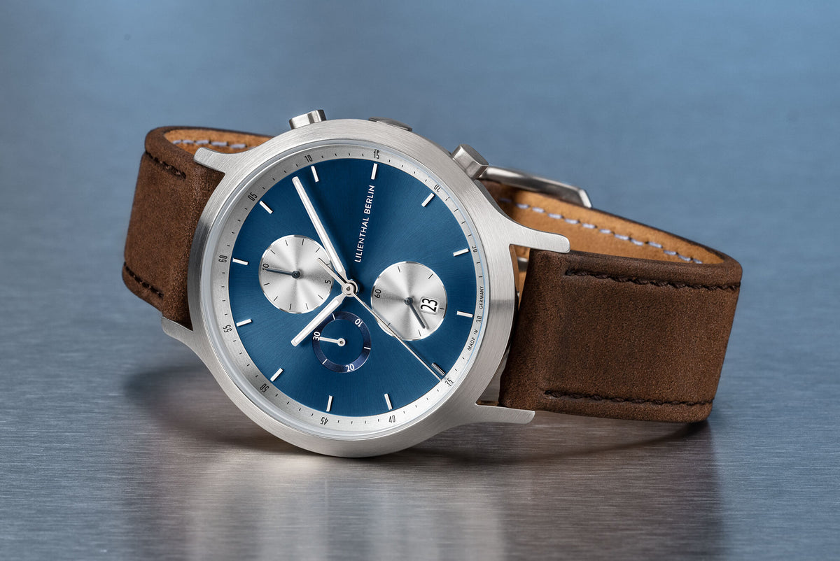 Lilienthal Berlin Duality Silver Blue - Leder Dunkelbraun