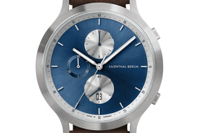 Lilienthal Berlin Duality Silver Blue - Leder Dunkelbraun