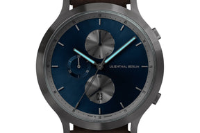 Lilienthal Berlin Duality Silver Blue - Leder Dunkelbraun