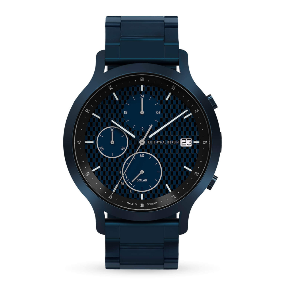 Lilienthal Berlin Chronograph Limited Edition Solar II Edelstahl Blau