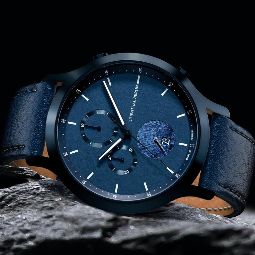 Lilienthal Berlin Chronograph Limited Edition Meteorite II - Leder Dunkelblau