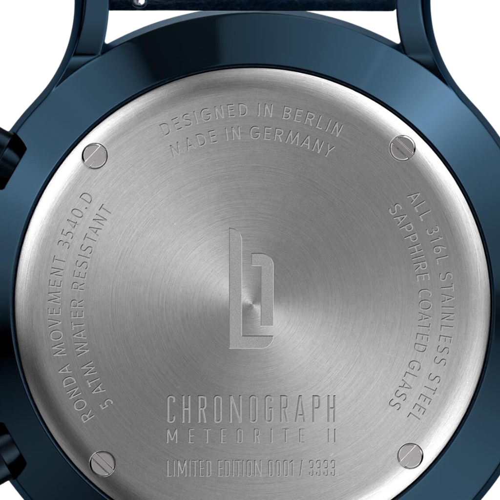 Lilienthal Berlin Chronograph Limited Edition Meteorite II - Leder Dunkelblau