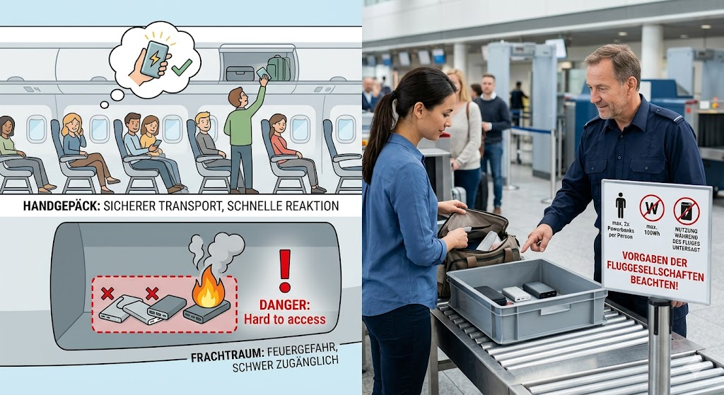 Easyjet-Flug wegen Powerbank umgeleitet: Warum Powerbanks im Aufgabegepäck verboten sind