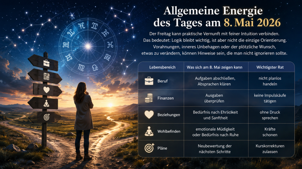 Tageshoroskop heute, 8. Mai 2026: Diese Sternzeichen müssen jetzt auf ihr Bauchgefühl hören