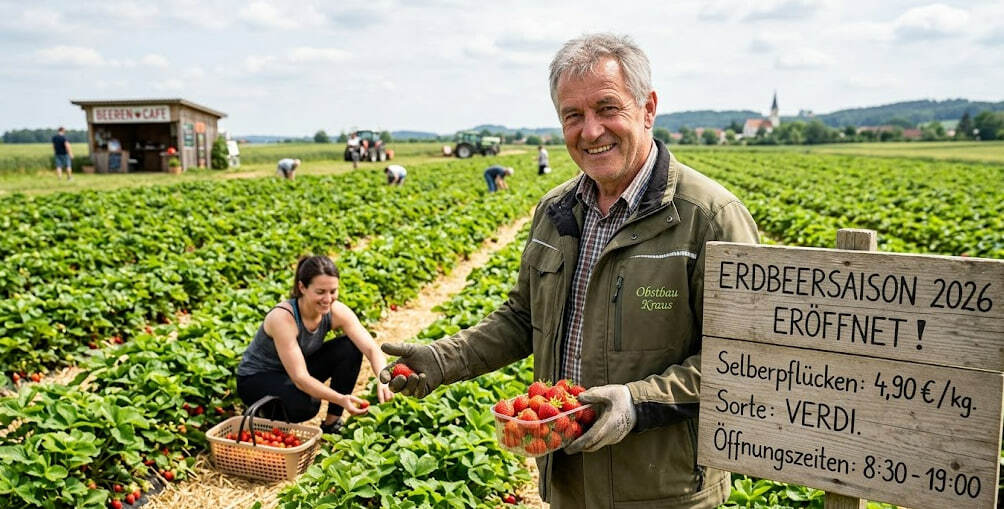 Erdbeersaison 2026 in Augsburg gestartet: Wo Selbstpflücker jetzt Erdbeeren ernten und was das Kilo kostet Erdbeersaison 2026 in Augsburg gestartet: Wo Selbstpflücker jetzt Erdbeeren ernten und was das Kilo kostet