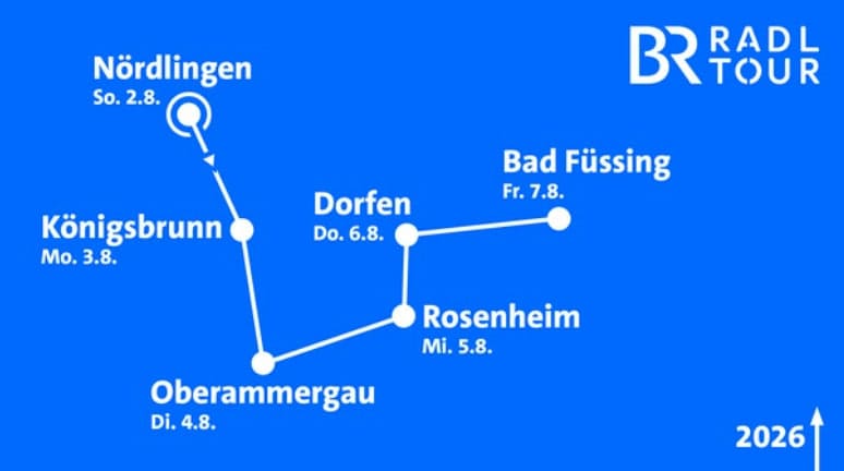 BR-Radltour 2026 startet: Route, kostenlose Konzerte und Live-Übertragung