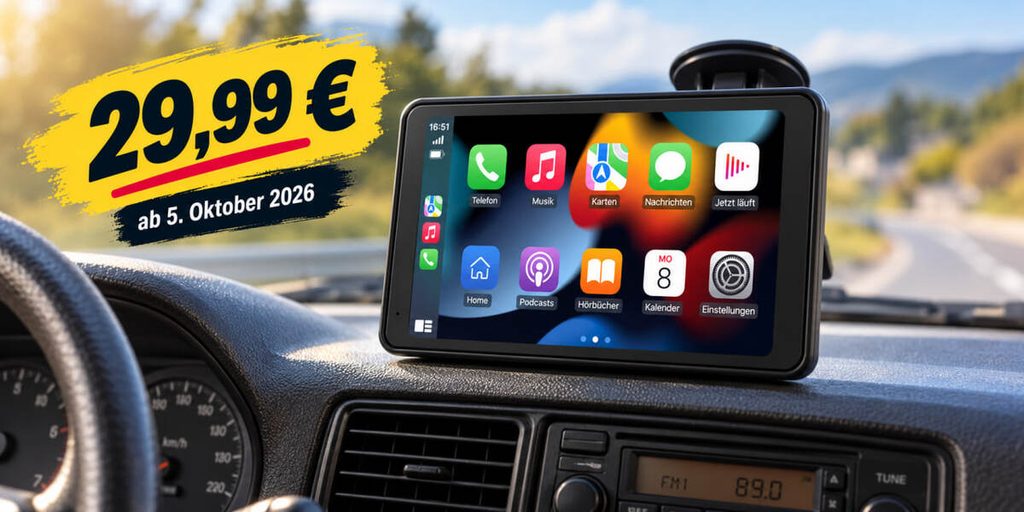 Aldi verkauft CarPlay-Display für 29,99 Euro: Was das BAUHN Smart Display kann