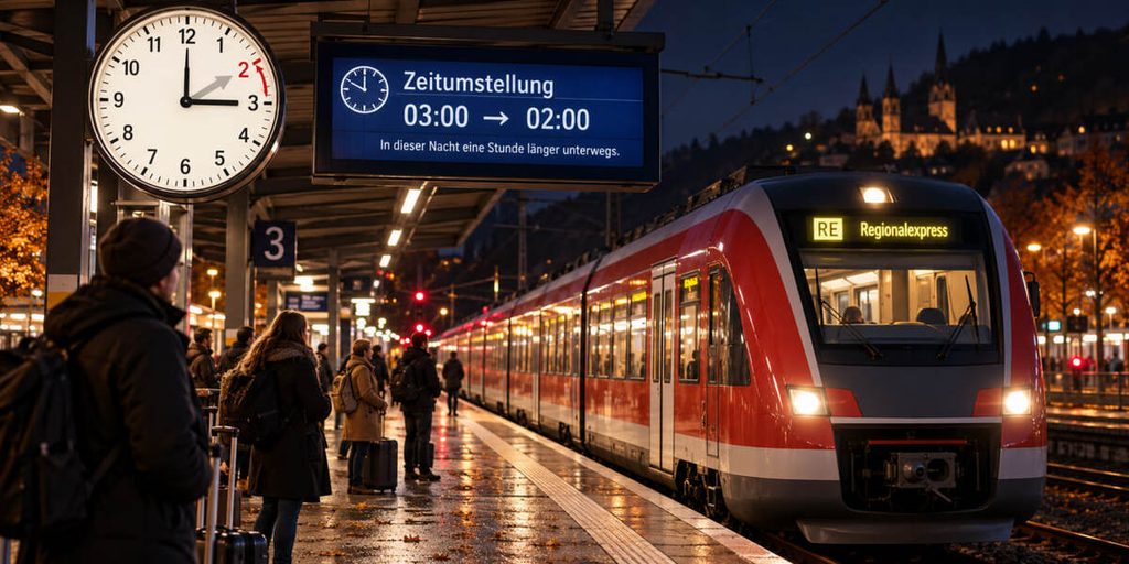 Zeitumstellung am 25. Oktober 2026: Warum Züge eine Stunde länger halten und welche Bahnlinien in NRW betroffen sind Zeitumstellung am 25. Oktober 2026: Warum Züge eine Stunde länger halten und welche Bahnlinien in NRW betroffen sind