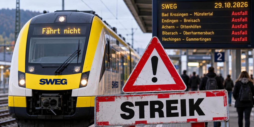 SWEG-Warnstreik am 29. Oktober 2026: Auf welchen Bahnstrecken Zugausfälle drohen, welche Züge fahren und was für Busse gilt SWEG-Warnstreik am 29. Oktober 2026: Auf welchen Bahnstrecken Zugausfälle drohen, welche Züge fahren und was für Busse gilt